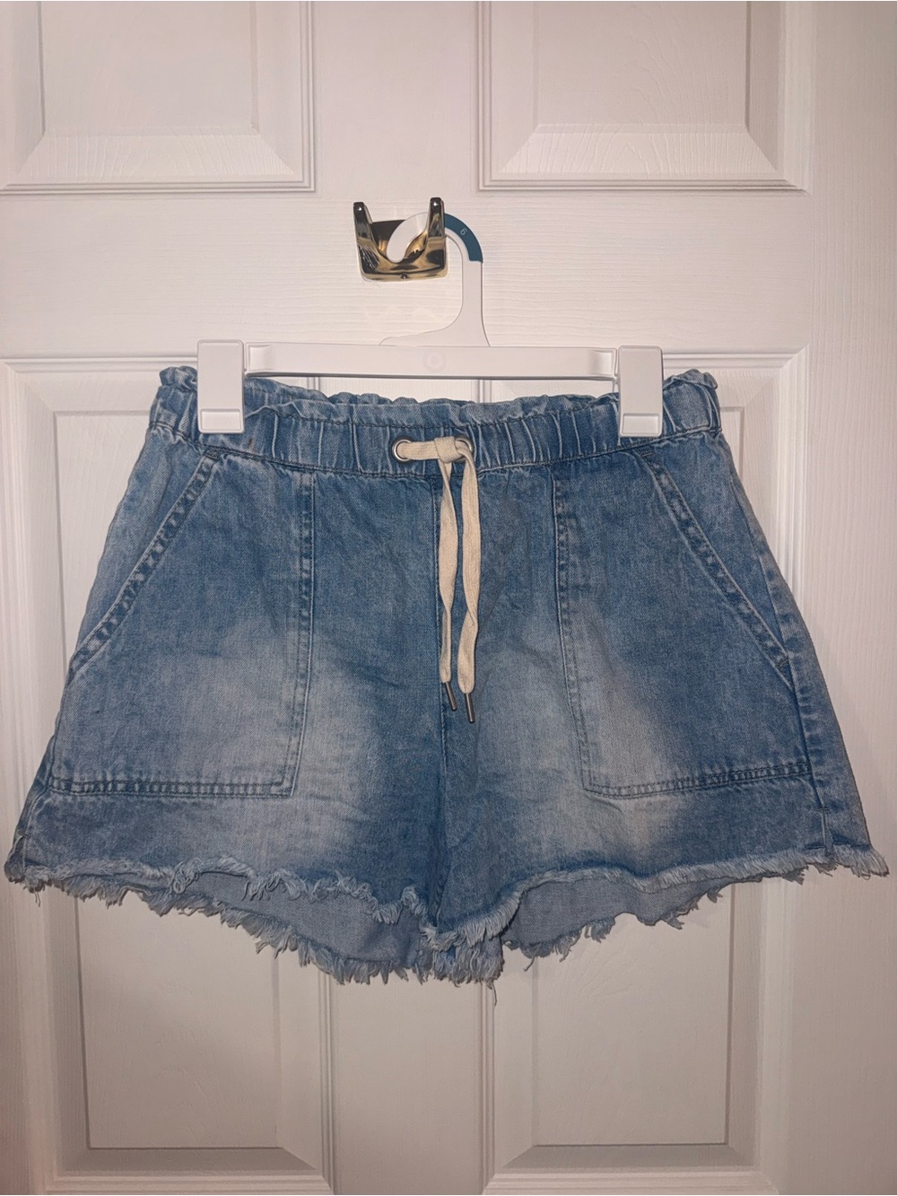 No Boundaries Light Blue Denim Drawstring Shorts
